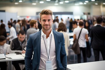 portrait of a male recruiter at a career fair