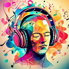 background with headphones