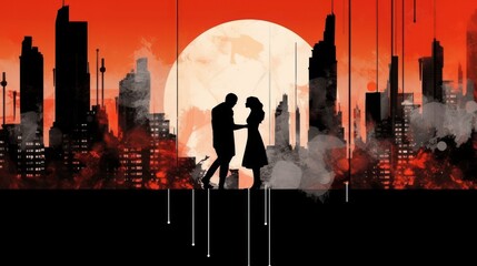 Poster - couple in love in the city