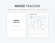 Mood Tracker Journal Page. Black and White Color Printable Minimalist Mood Board Template Design