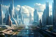 Modern metropolis with cutting-edge tech and towering buildings. Generative AI