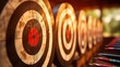 At the archery shooting range, arrows fly towards their target