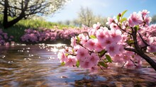 Cherry Trees Bloom In A Burst Of Pink, Signaling The Arrival Of The Festival