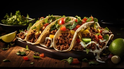 A burst of flavors awaits in an authentic Mexican taco. Fresh ingredients