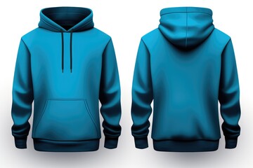 Wall Mural - Front and Back of an Editable male blue hoodie.