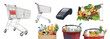 Collection of supermarket and grocery shopping items