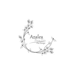 Wall Mural - corner scale sketch illustration of azalea flower frame.
