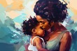 A Mother's Love - A heartwarming scene of a woman holding her baby close.. Fictional characters created by Generated AI.