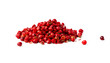 Pile of red peppercorns isolated on white background
