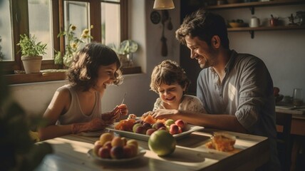 family having food together