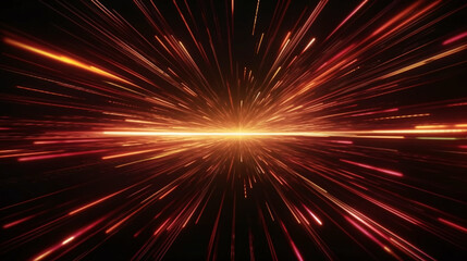Orange neon glow laser beam explosion, cyber and sci fi concept illustration, futuristic abstract background.