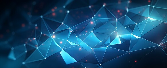 Abstract polygonal blue background with connecting dots and lines. structure, futuristic background. generative AI
