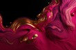Vibrant pink and magenta liquid swirls with a touch of gold. Contemporary banner design. Generative AI