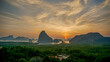 © SandyHappy - Landscape on the mountain on sea at Samet Nangshe Viewpoint in sunrise. Unseen place of Samet Nangchee in Phang Nga province, Thailand.