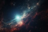 Fototapeta Kosmos - Enigmatic cosmic scene with nebula and stars in deep space. Generative AI