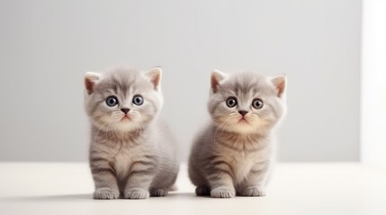 Poster - Adorable Scottish fold cat with copy space on a white background