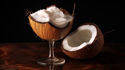 Fototapete - Cocktail made with coconut