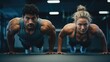 Fitness Model Couple Working Out Together. Fictional characters created by Generated AI.