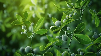 Poster - Biochemical structure of plant as background with copy space for text A blend of nature and science
