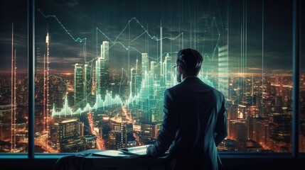 Aufkleber - Businessperson using economic data for stock market investment financial technology and digital marketing