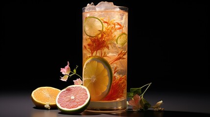Leinwandbilder - Chilled tall glass of grapefruit honey jasmine tea