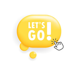 Poster - Let's go button. Flat, yellow, cursor on the button, let's go button. Vector icon