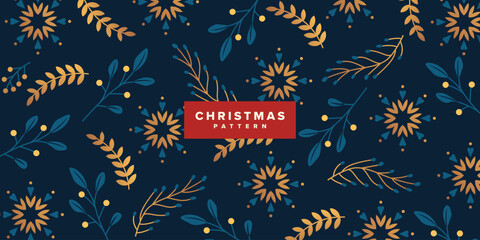 Wall Mural - Blue and Gold Christmas Pattern