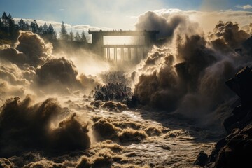 Harrowing scenes of large river floods and devastating floods.