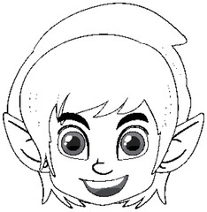 Poster - Cute elf cartoon doodle outline