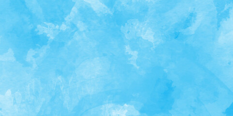 blue painted watercolor background with watercolor stains, blue marble painting on blue paper textur