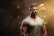 © Merilno - Un bel homme de musculation stoïque et musclé. Représentant la forme physique et le stoïcisme. Espace de copie. IA générative, IA
