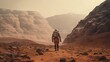 courageous astronaut explores mars: conquering challenges on the red planet's gas and rock-covered surface, a pivotal moment for humanity