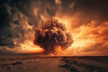 the destructive power of nuclear explosion, the dangerous cloud of atomic bomb. Generative AI