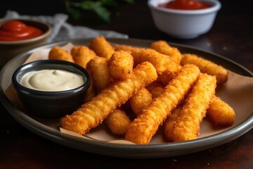 Canvas Print - mozzarella sticks with stretchy cheese pull