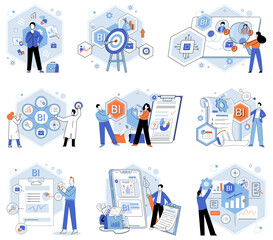 Fototapete - Analysis tool. Business intelligence. Vector illustration Digital marketing plays vital role in brand promotion Diagrams help in illustrating complex processes and systems Statistics provide insights