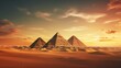 Pyramids of Giza at sunset in Egypt.
