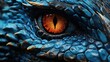 A close-up view of dragon eyes with blue scales.
