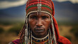© javier - Kenyan Samburu Warrior Stands Tall Against Savannah
