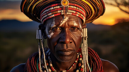 Poster - Proud Kenyan Warrior in Vibrant Beaded Adornments