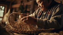 Seasoned Basket Weaver Crafts Delicate Sturdy Basket