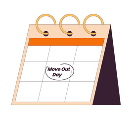Fototapete - moving out day on calendar page flip 2d linear cartoon object. deadline reminder circling calender i