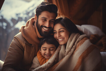 Poster - Indian young family having fun with little child