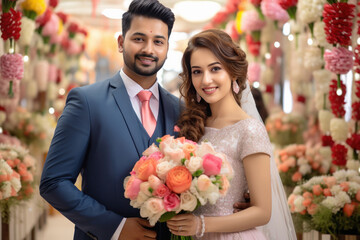 happy indian couple at wedding