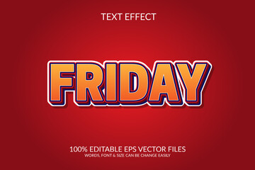 Wall Mural - Friday 3d vector eps editable text effect illustration template