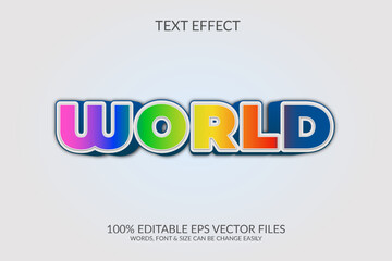 Wall Mural - World 3d vector eps editable text effect illustration template