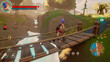 Gameplay for Mockup: 3D Fantasy Role Playing Video Game Featuring the Start of Adventure. Female Playable Character Trying to Finish the Quest in Magical World, Running Through Bridge. 3D Render