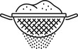 Sieve or colander kitchen tools, utensil. Home bakery and pastry icon, cooking symbol pictogram sifting flour, cereals or powdered sugar