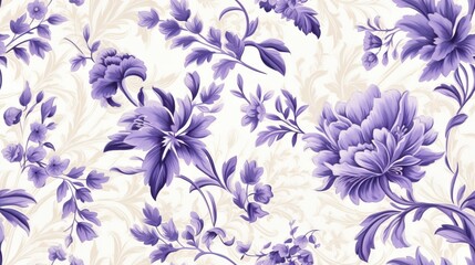   a purple and white floral pattern on a wallpaper background.  generative ai