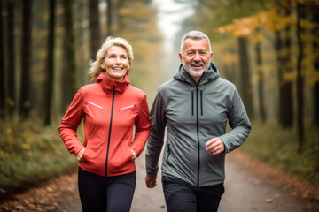 A couple of adults on a morning run. AI generated, human enhanced