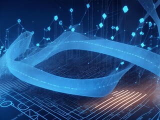 Wall Mural - network line connect stream. concept of ai technology, digital communication